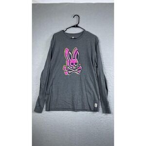 Psycho Bunny Shirt Youth 7 Gray Long Sleeve Skull Graphic Pima Cotton Tee‎